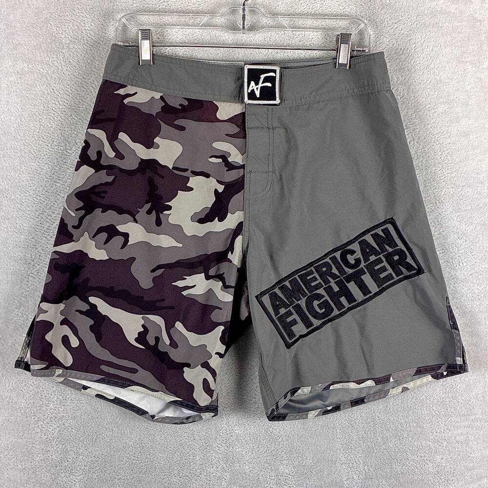 American Fighter Shorts Mens 30 Gray Camo Combat Grappling MMA UFC Jiu Jitsu BJJ